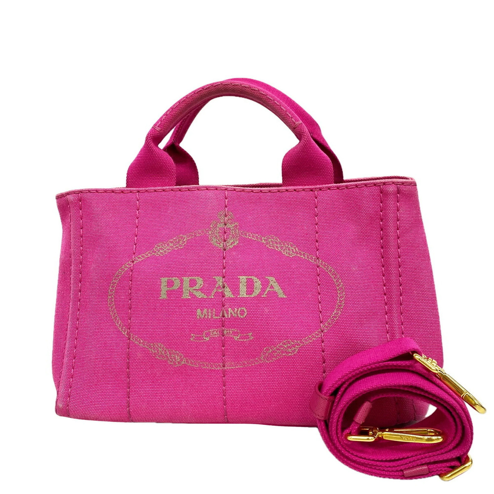 Prada Canapa Canvas Tote Bag, Pink, 2-way Bag for Women